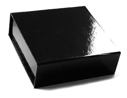 glossy black magnetic retail folding boxes 5-1/2 x 5-1/2 x 1-3/4