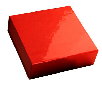 glossy red magnetic retail folding boxes 3-5/8 x 3-1/2 x 1-1/2