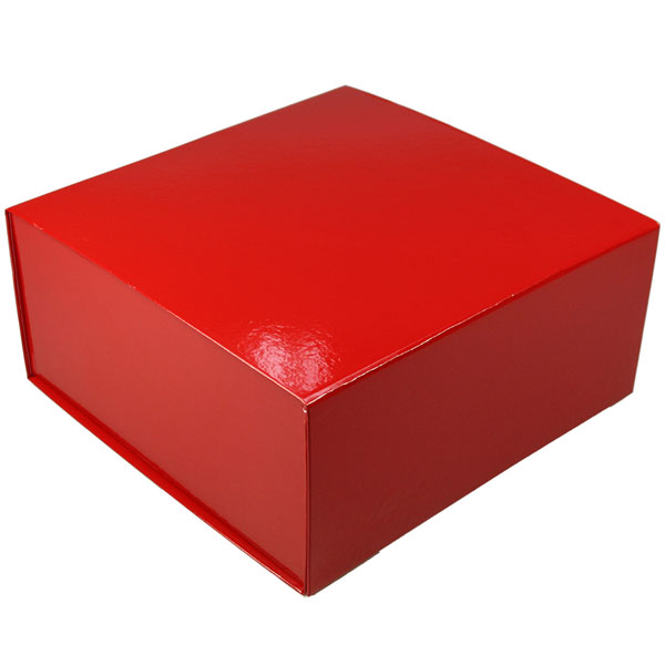 glossy red magnetic retail folding boxes 10 x 10 x 4-1/2