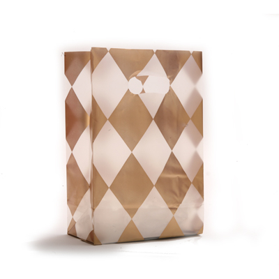 frosted plastic bag with harlequin diamond pattern - 7 x 3.5 x 10