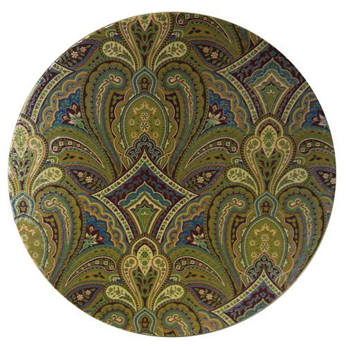 nested hat box lid showing golden paisley print pattern