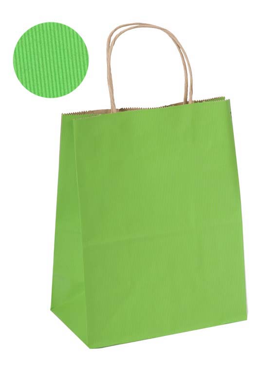 Bright Green Shadow Stripe Kraft Paper Shopping Bag