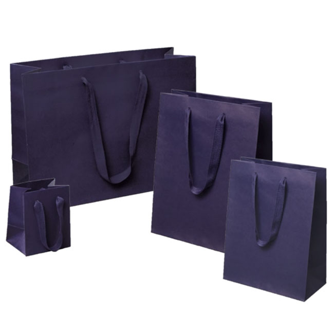 navy euro tote paper shopping bags with cotton twill handles 4 sizes