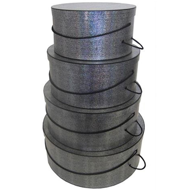 hat boxes nested pebble refraction pattern grey exterior