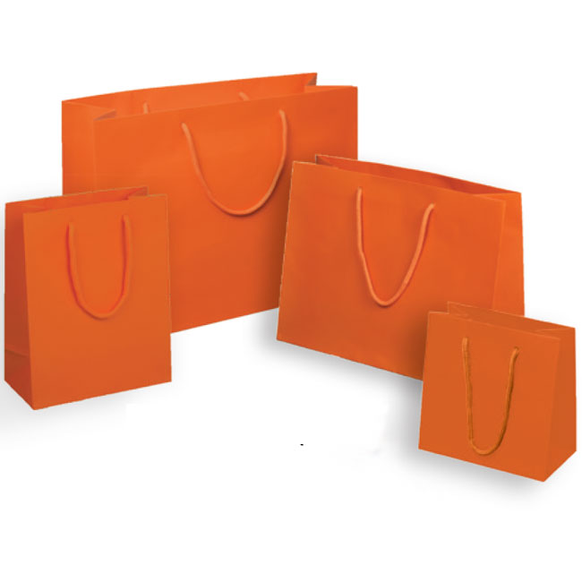 euro tote paper shopping bags matte orange valencia with cotton cord handles