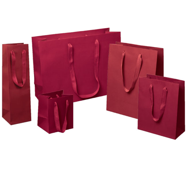 red euro tote paper shopping bags with cotton twill handles