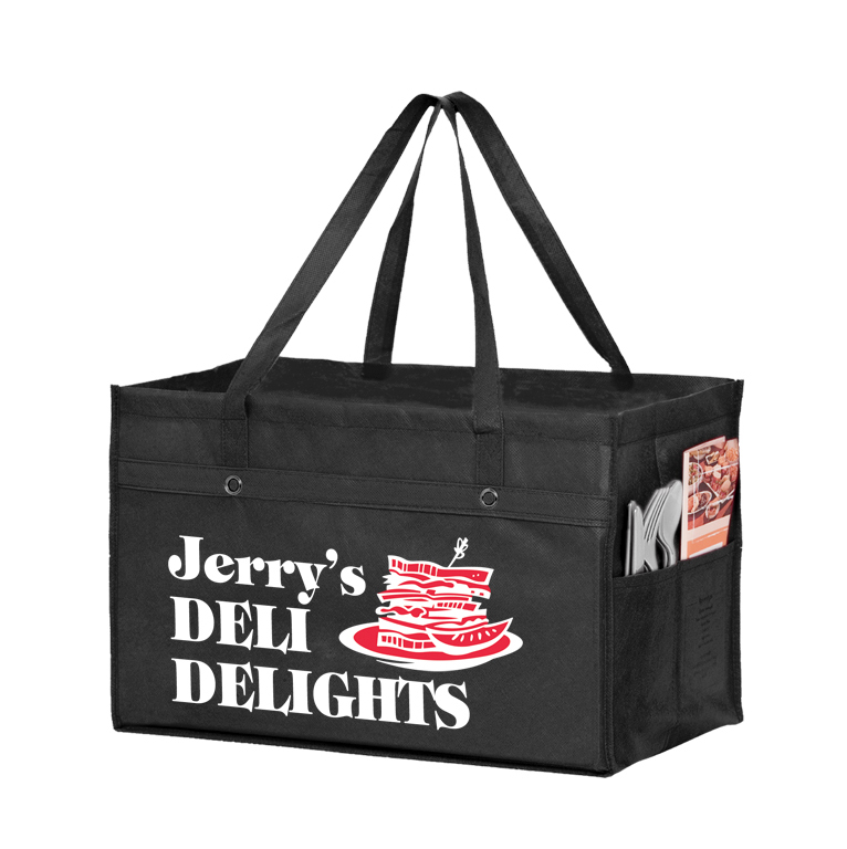Reusable Extra Large Food Service Bag, 23 x 13 x 8 - Black, Red & White 