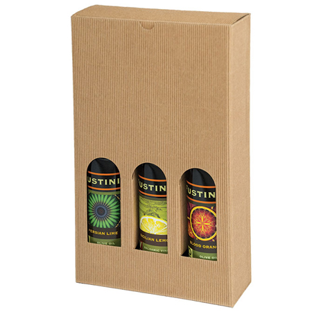 Bottle Box, 3 Bottles (375 ml) - Natural Textured Rib
