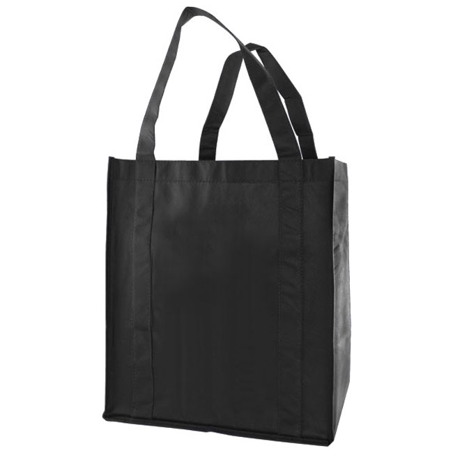 Grocery Tote, Black, 12" x 8" x 13", 20" Handle