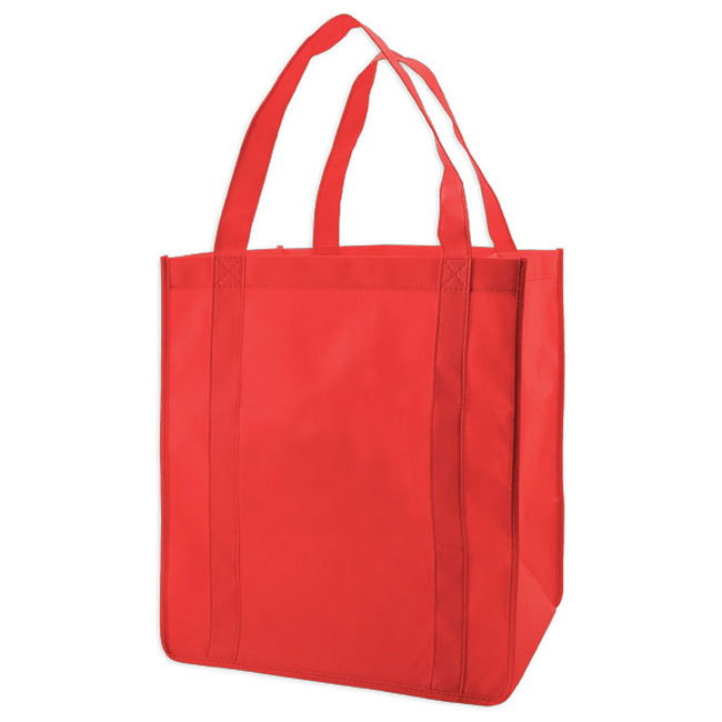 Grocery Tote, Red, 13" x 10" x 15", 20" Handle