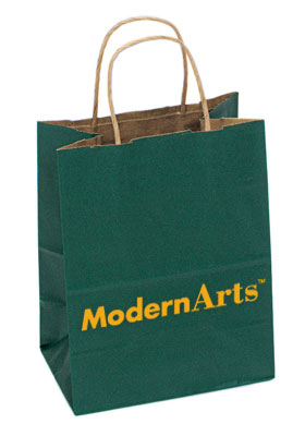 Custom Printed Kraft Shoppers with Hunter Green Tint - 3 Sizes