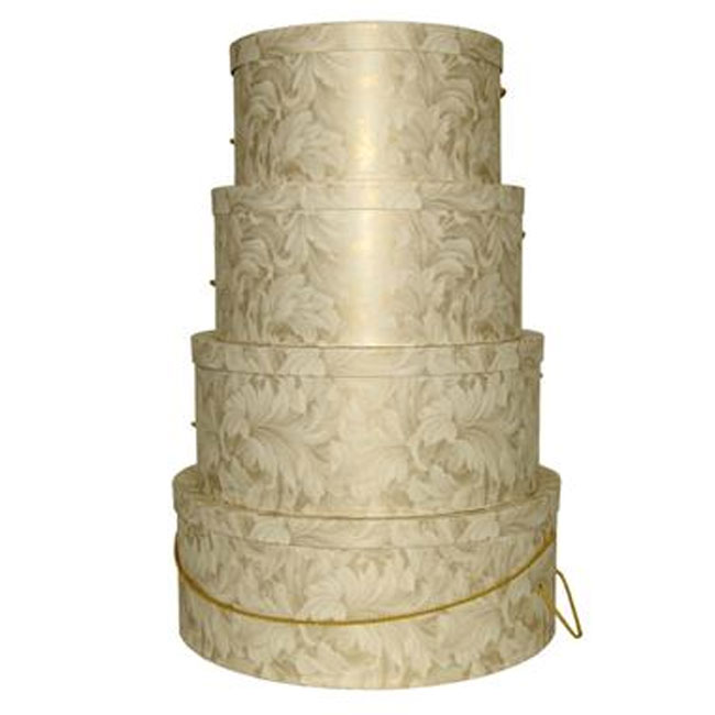 Ivory and Gold Scroll Pattern - 4 Box Nest