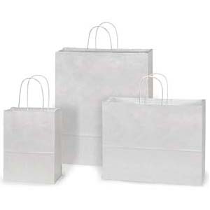 White Shopping Bags Recycled Kraft White Twisted Handles