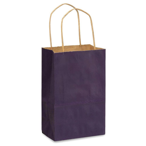 Purple Natural Kraft, Twisted Paper Handles - 5-1/2" W x 3-1/4" G x 8-3/8" H