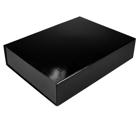 glossy black magnetic retail folding boxes 14-3/8 x 10-3/4 x 3-1/8