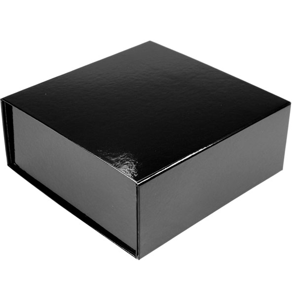 glossy black magnetic retail folding boxes 10 x 10 x 4-1/2