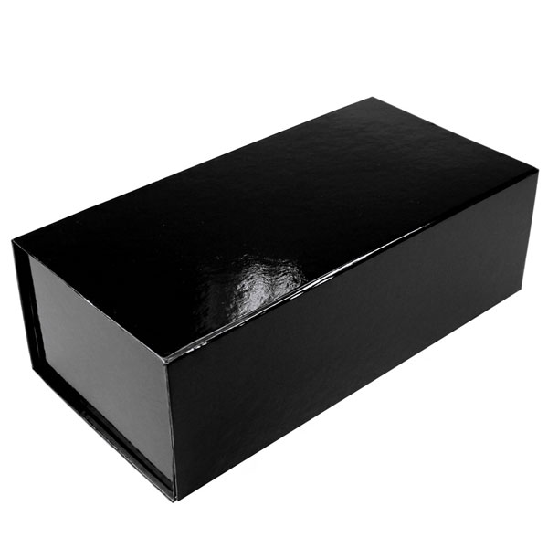 glossy black magnetic retail folding boxes 13 x 6-1/2 x 4-1/4