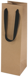 Bottle Bag: 80% Recycled Euro Style - Kraft with Black Handles