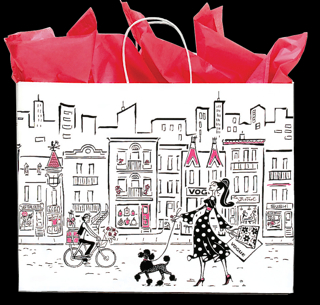 White Paper Shopping Bag with Paper Handles - Skyline, Shopper and Black Poodle White Paper Shopping Bag with Paper Handles - Skyline, Shopper and Black Poodle