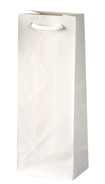Euro Soft Handle Paper Bottle Bag - Glossy White Euro Soft Handle Paper Bottle Bag - Glossy White