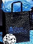 Plastic Shopping Bag with Tri-Fold Handles - Black Mosaic