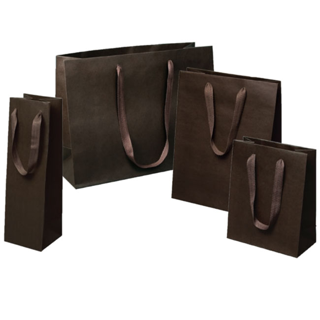 espresso dark brown euro tote paper shopping bags 4 sizes