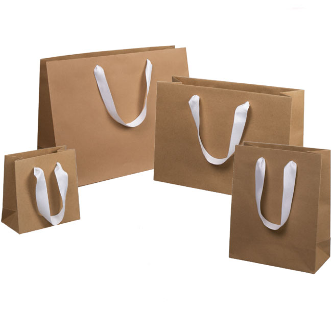 natural kraft paper euro totes white ribbon handles