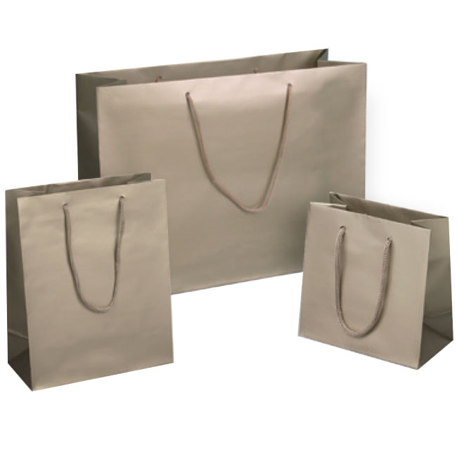 matte champagne euro tote paper shopping bags rope cord handles assorted sizes