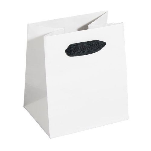 white kraft euro tote with black cotton twill ribbon handle 5 x 4 x 6