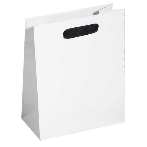 white kraft euro tote with black cotton twill ribbon handle 8 x 4 x 10