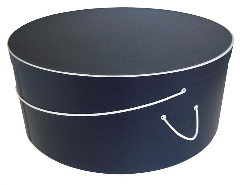 Large 24" Hat Box - Navy Blue, White Trim Large 24" Hat Box - Navy Blue, White Trim