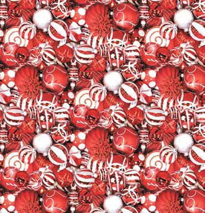 Red & White Ornaments Patterned Gift Wrap