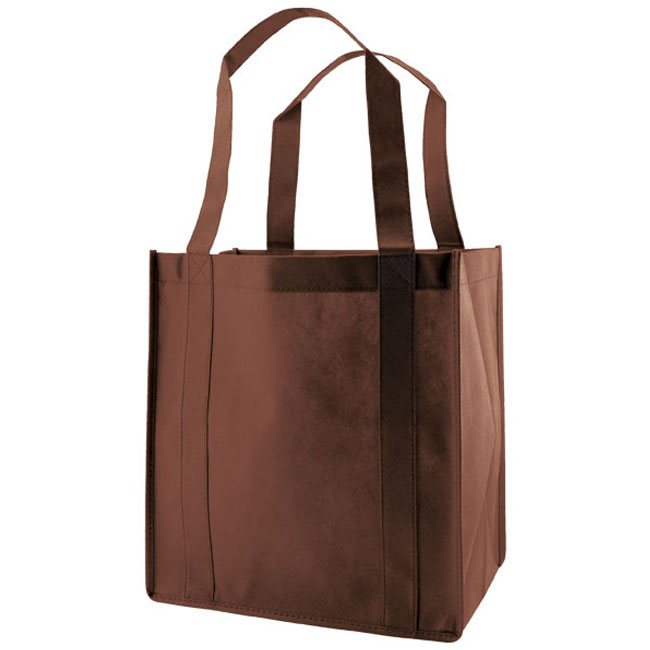 Grocery Tote, Chocolate, 12" x 8" x 13", 20" Handle