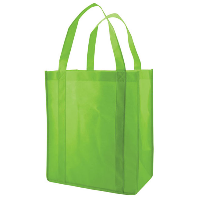 Grocery Tote, Lime Green, 13" x 10" x 15", 20" Handle