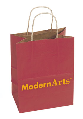Custom Printed Kraft Shoppers with Red Tint - 3 Sizes