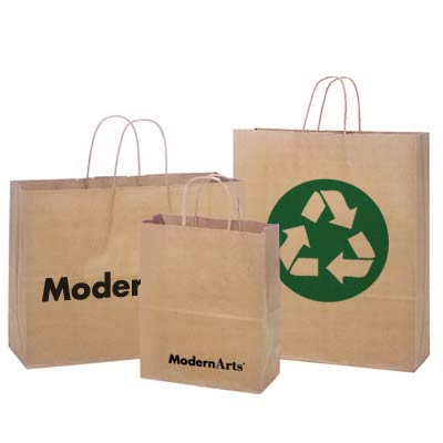 Custom Printed Kraft Shoppers - 15 Sizes Custom Printed Kraft Shoppers - 15 Sizes