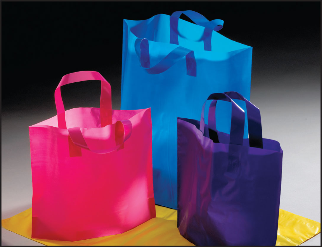 25% Recycled High-Density Plastic Shopping Bag with Soft Loop Handles