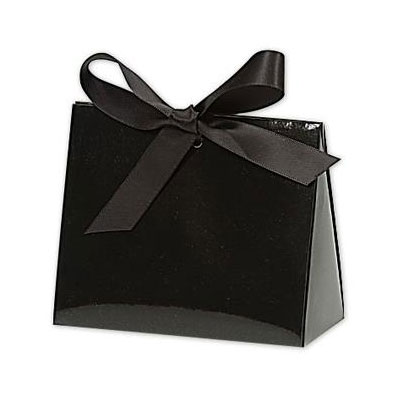 Euro Style Soft-Handle Laminated Paper Purse Bag /Box - Glossy Black