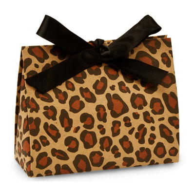 Euro Style Soft-Handle Laminated Paper Purse Bag / Box - Leopard