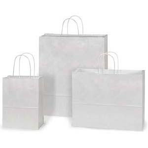 Recycled White Kraft Paper Shopping Bags - 14 Sizes Available Recycled White Kraft Paper Shopping Bags - 14 Sizes Available
