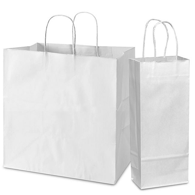 White Kraft, Twisted Paper Handles - Assorted Sizes White Kraft, Twisted Paper Handles - Assorted Sizes