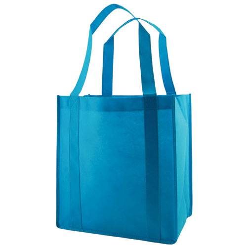 Grocery Tote, Aqua Blue, 12" x 8" x 13", 20" Handle