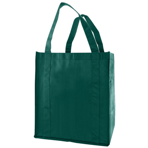 Grocery Tote, Dark Green, 13" x 10" x 15", 20" Handle