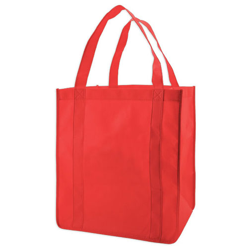 Grocery Tote, Red, 13" x 10" x 15", 20" Handle