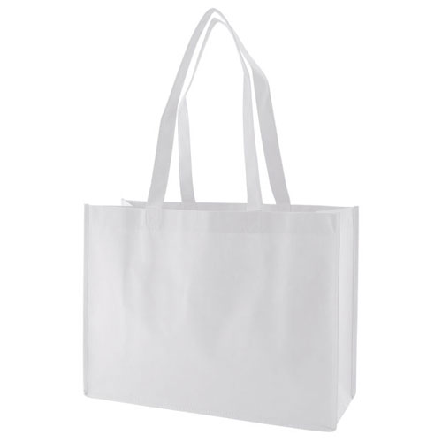 Reusable Tote, White, 16" x 6" x 12", 28" Handle