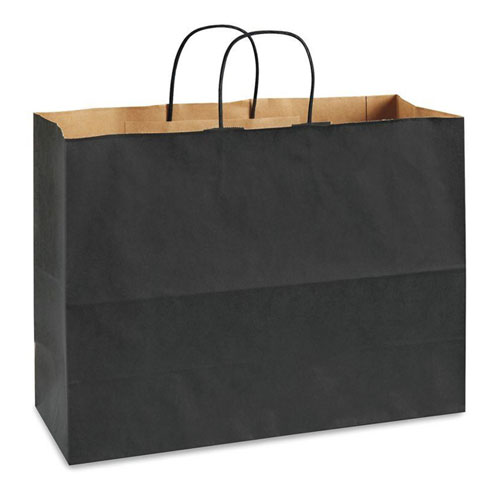 Black Natural Kraft, Twisted Paper Handles - 16" W x 6" G x 12" H