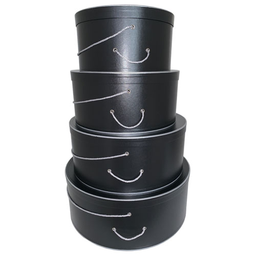 Black Embossed with Silver Trim - 4 Box Nest