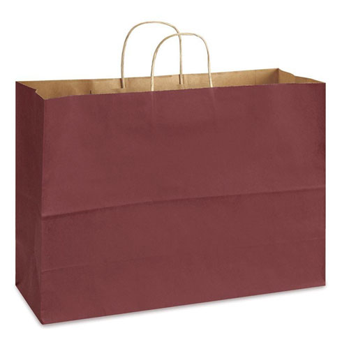 Burgundy Natural Kraft, Twisted Paper Handles - 16" W x 6" G x 12" H