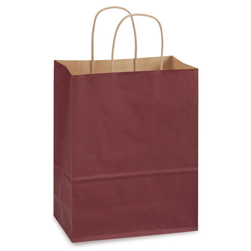 Burgundy Natural Kraft, Twisted Paper Handles - 8" W x 4-3/4" G x 10-1/4" H