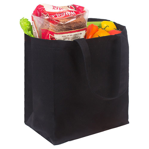 Cotton Canvas Tote Bags - Black - 12" W X 14" H X 8" G
